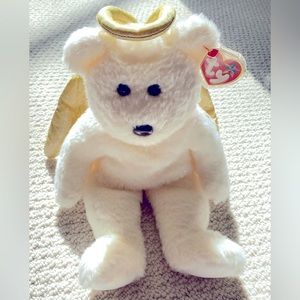 Vintage TY Beanie Buddy Halo II Angel Bear with Gold Wings 2000 New with tag
